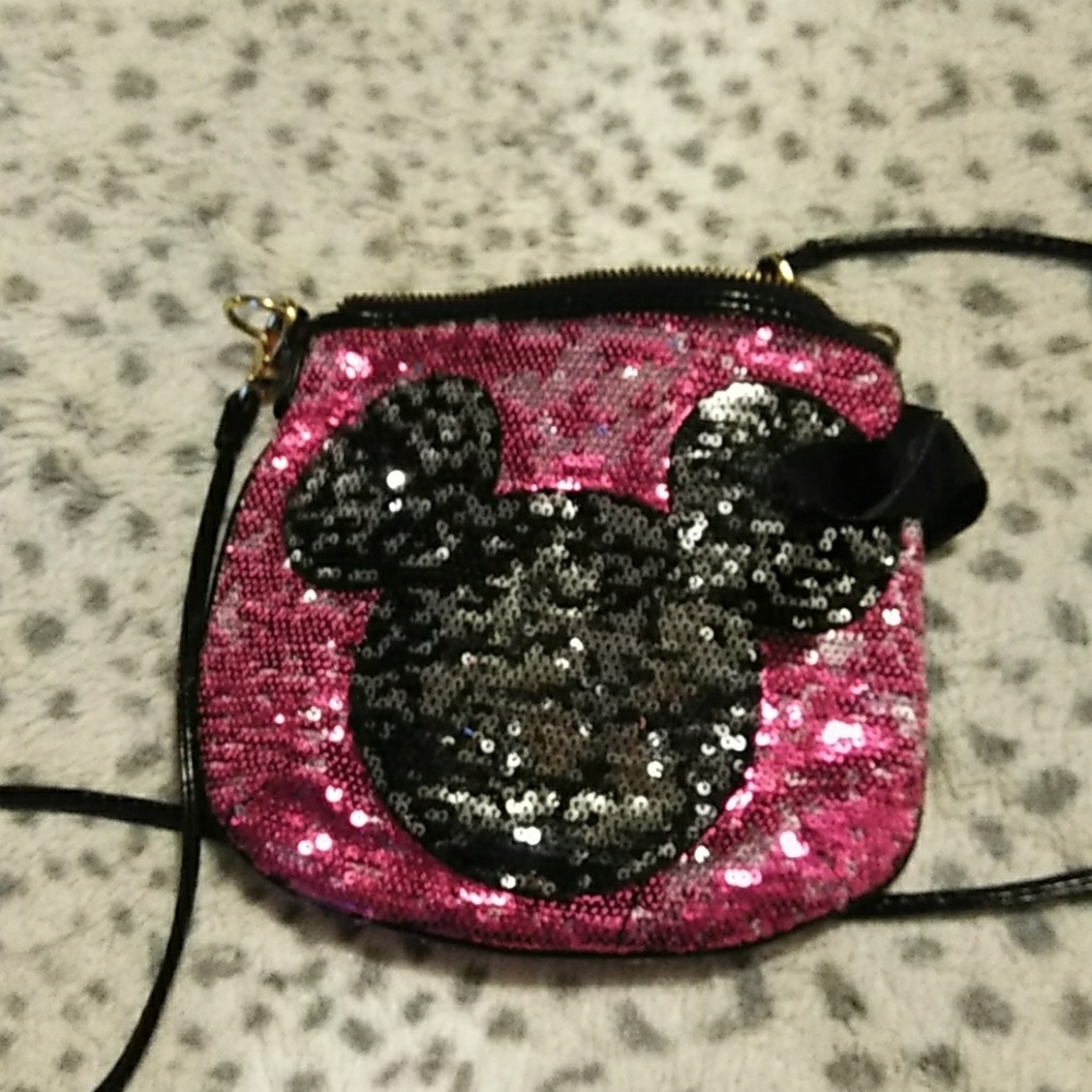 Girls pink sparkly Disney purse